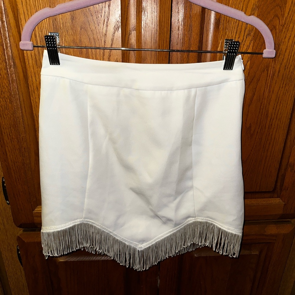 Altar’d State White Fringe Western Mini Skirt “Shania”Country Small